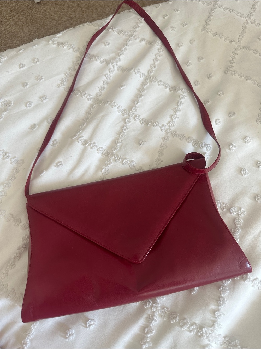 Charles Jourdan Burgundy Envelope Crossbody Bag